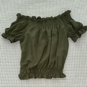 Olive Green Off-Shoulder Women's Top